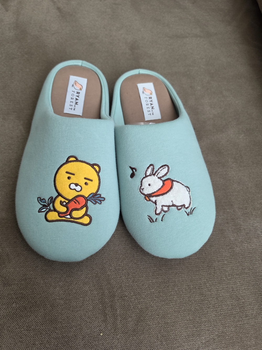 Ryan & Forest Women's Mint Cartoon Slip-On Slippers